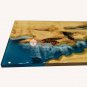 Transparent Blue Epoxy Dining Table Custom Wood Epoxy Furniture Luxury Ocean Art