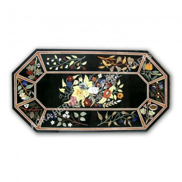 5'x3' Marble Conference Table Top Marquetry Floral Inlay Interior Decor E1007