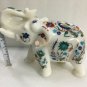 8" White Trunk Up Elephant Sculpture Elephant Lapis Multi Stone Floral Art Gifts