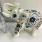 8" White Marble Handmade Jumbo Elephant Statue Collectible Wedding Gift Decor