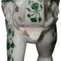 9" Marble Trunk Up Elephant Malachite Floral Fine Stone Christmas Eve Gift Decor