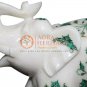 9" Marble Trunk Up Elephant Malachite Floral Fine Stone Christmas Eve Gift Decor