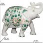 9" Marble Trunk Up Elephant Malachite Floral Fine Stone Christmas Eve Gift Decor