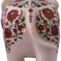 12" White Collectible Elephant Statue Carnelian Floral Show Piece Christmas Gift