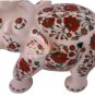 12" White Collectible Elephant Statue Carnelian Floral Show Piece Christmas Gift