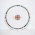 Marble Inlay Round Restaurant Table Top Semi Precious Inlay Pietradura Art Decor