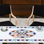 Marble White Dining Center Table Top Turquoise Inlaid Floral Design Hallway Deco