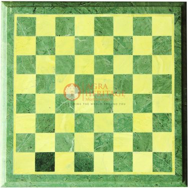 Green Marble Chess Indoor Game Mosaic Inlaid Handmade Gift For Chess Lover Decor