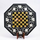Black Marble Top Chess Set Inlaid Customization Table Top Marquetry Art Decor