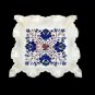 White Marble Handmade Collectible Fruit Storage Bowl Lapis Inlaid Marquetry Arts