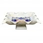 White Marble Handmade Collectible Fruit Storage Bowl Lapis Inlaid Marquetry Arts