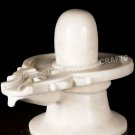 White Handmade Stone Marble Idol Shivling Religious Statue Home Decor Gift E1364