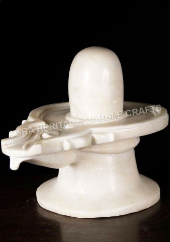 White Handmade Stone Marble Idol Shivling Religious Statue Home Decor Gift E1364