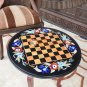 Black Marble Chess Set Top Table Handmade Mosaic Inlaid Stone Art Gift Her Decor