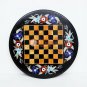 Black Marble Chess Set Top Table Handmade Mosaic Inlaid Stone Art Gift Her Decor