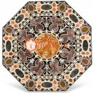 Marble Black Center Dining Table Top Pietra Dura Inlay Stone Hallway Decor E1614