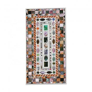 5'x3' Marble Dining Center Table Top Multi Inlay Gemstone Occasional Decor E956