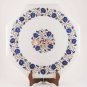 18"x18" Marble White Corridor Table Top Lapis Inlaid Floral Work Home Decor Gift