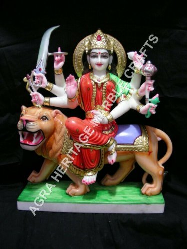 30" Hand Painted Marble Durga Maa Statue Hinduism Religious Gift Decor H4242