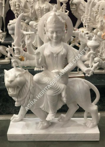 36" Marble Durga Maa Divine Statue Handmade Art Temple Hallway Decorative E425