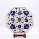 13"x13" Marble Mosaic Center Table Top Real Lapis Lazuli Inlay Pietradure Decor