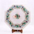 13"x13" Marble Collectible Table Top Multi Stone Parrot Art Corridor Decor Gifts
