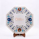 Marble Custom Table Maruqtery Inlay Lapis Semiprecious Floral Pattern Art Decor Marble Custom Table Maruqtery Inlay Lapis Semiprecious Floral Pattern Art Decor