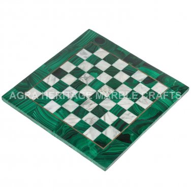 18" Random Marble Chess Square Coffee Table Top Malachite Inlaid Decor H4671B