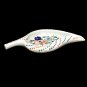 White Marble Fruit Organiser Leaf Shape Semi Precious Floral Inlaid Art Gift Her