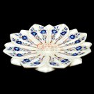 Floral Shape White Marble Fruit Centerpieces Lapis Marquetry Design Decor Gifts