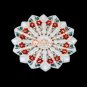 White Marble Fruit Organizer Bowl Decorative Carnelian Marquetry Floral Design