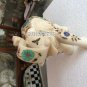8'' White Marble Elephant Trunk Up Multi Floral Handmade Marquetry Inlay Decor