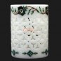 Marble White Handmade Pen Holder Lattice Inlaid Malachite Marquetry Floral Arts