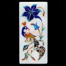 Marble White Handmade Pen Storage Holder Lapis Peacock Inlaid Marquetry Art Deco Marble White Handmade Pen Storage Holder Lapis Peacock Inlaid Marquetry Art Deco