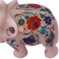 4" White Trunk Up Elephant Sculpture Semi Precious Floral Design Veterans Gifts