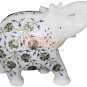6" Marble Handmade Trunk Up Elephant Statue Pauashell Floral Fine Veterans Gifts