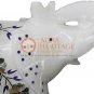 6" Marble Handmade Trunk Up Elephant Statue Pauashell Floral Fine Veterans Gifts