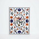 Marble White Top Dining Table Lapis Peacock Semi Precious Floral Inlay Decor Art