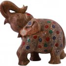 12" Handmade Natural SoapStone Elephant Sculpture Multi Stone Art Columbus Gifts