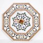 White Marble Counter Table Top Marquetry Floral Design Handmade Gift Her Decor
