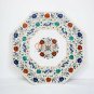 White Marble Centerpieces Dining Table Top Carnelian Marquetry Floral Art Decor