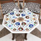 White Marble Restaurant Top Table Lapis Multi Stone Floral Maruqtery Home Decor