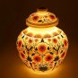 Marble Decorative Flower Vase With Lid Inlaid Carnelian Marquetry Finefloral Art