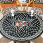 Black Marble Dining Top Table Mosaic Semi Precious Inlay Art Restaurant Decor