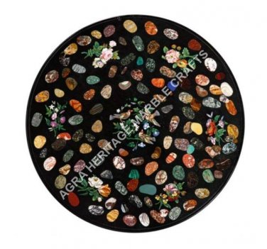 36" Marble Round Dining Table Top Multi Marquetry Inlay Furniture Decor H4818A