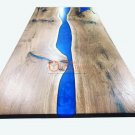 Epoxy Blue River Dining Table Top, Epoxy Table Top, Resin Walnut Dinning Tables