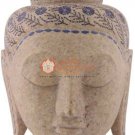 8" Decorative Marble Buddha Head Statue Lapis Floral Design Veterans Gifts Decor