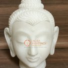 8" Marble White Buddha Head Statue Handmade Decorative New Year Eve Gift Decor