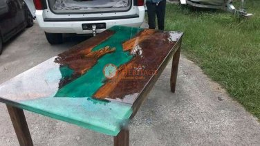 Custom Order Poplar Wood Green River Epoxy Custom Dining Sofa Table Tops Decor