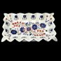 White Marble Fruit Organizer Bowl Handmade Collectible Lapis Inlaid Floral Decor